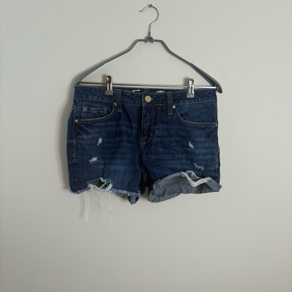 Seven7 Blue Jean Shorts Distressed Cuffed Hem Womens Size 4 country denim
